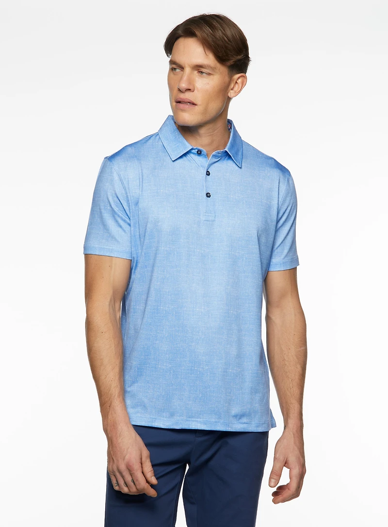 Polo performance hachuré bleu