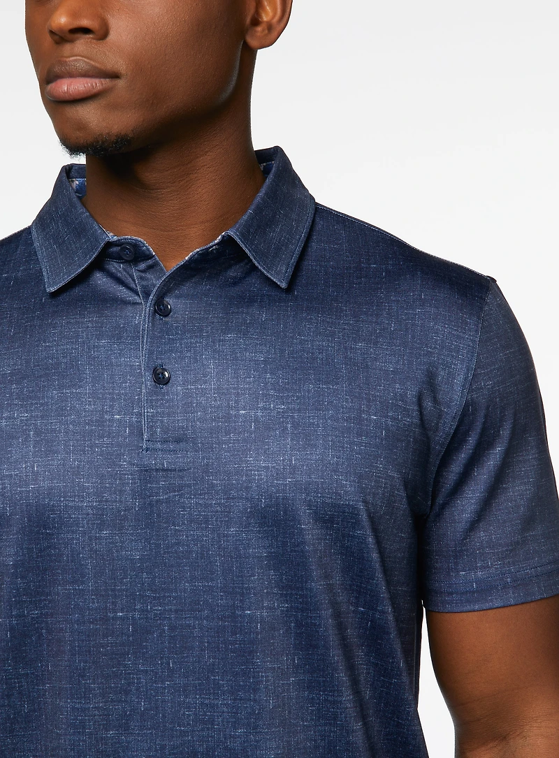 Polo performance hachuré marine