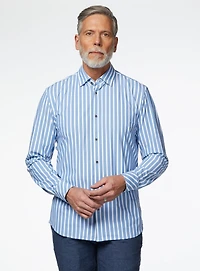 Chemise extensible à imprimé de rayures bleues