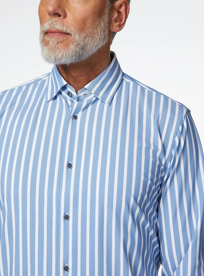 Chemise extensible à imprimé de rayures bleues