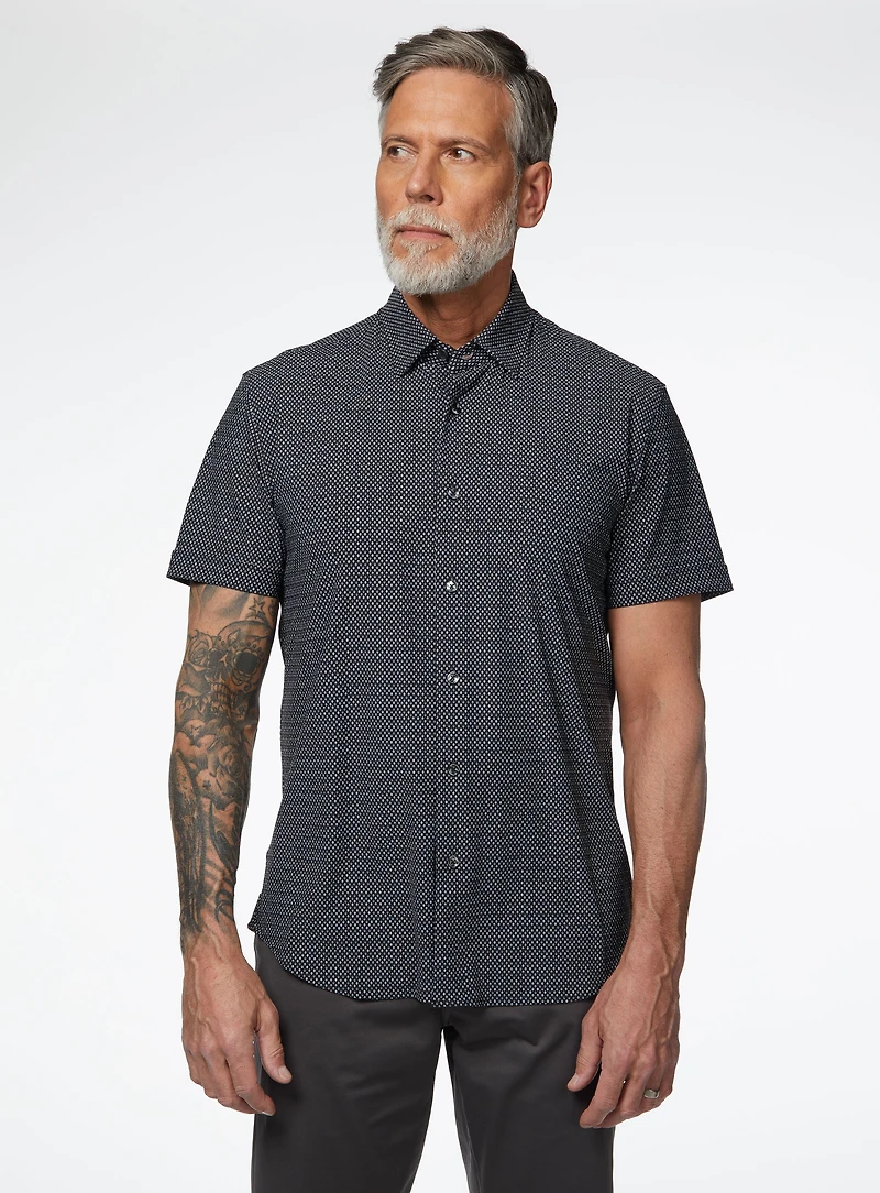 Lattice Print Stretch Shirt