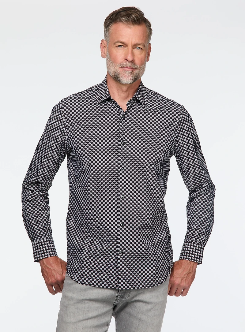 Fan Print Stretch Shirt