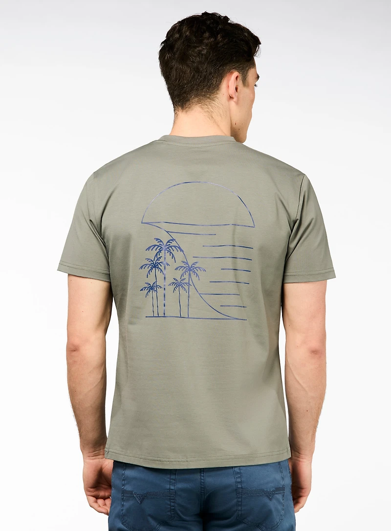 T-shirt à imprimé palmiers tropicaux
