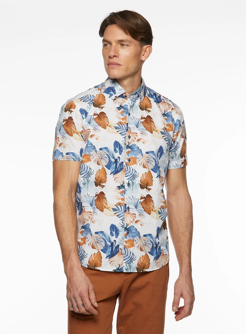 Chemise en popeline à imprimé de fougère