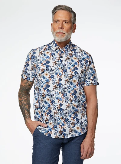 Floral Print Poplin Shirt