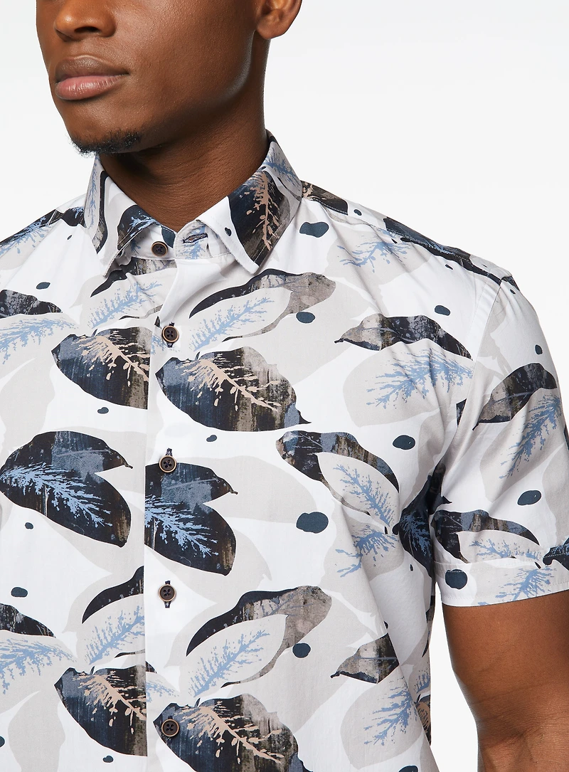 Chemise en popeline à imprimé hevea