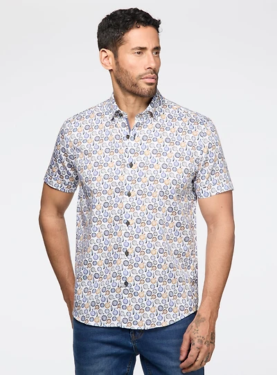 Chemise satinée à motif de pendules