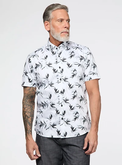 Bird of Paradise Print Sateen Shirt