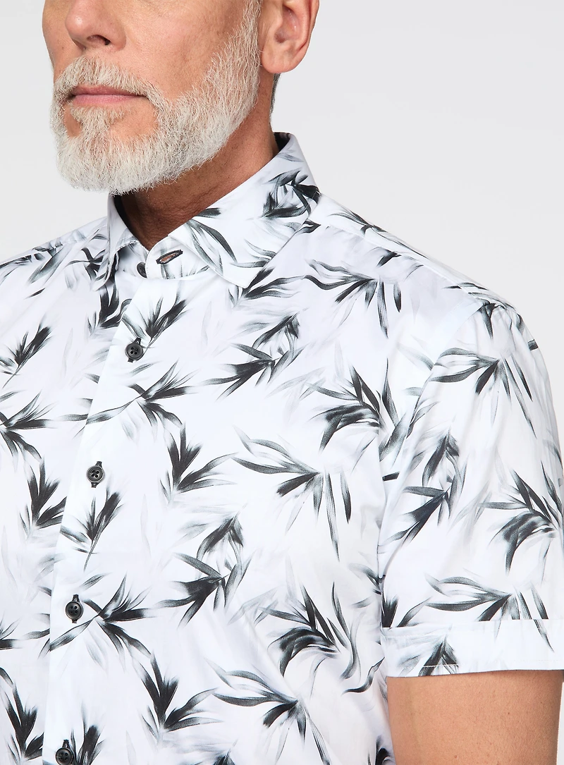 Chemise satinée à motif d'oiseau du paradis