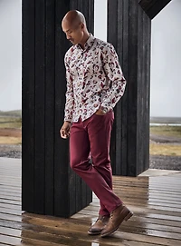 Chemise beige à motif de tulipes