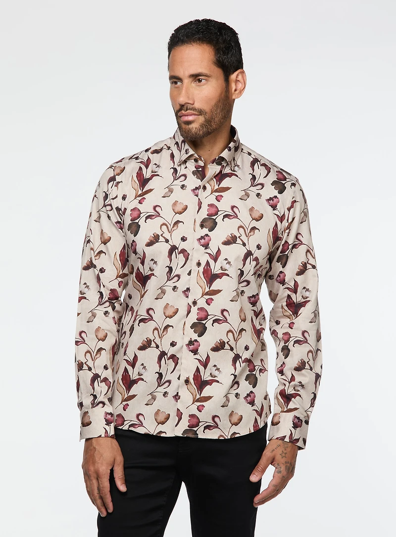 Tulip Print Beige Shirt