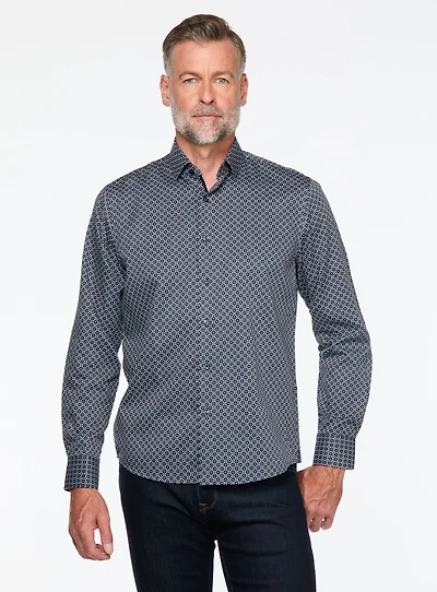 Chemise satinée à motif de boutons