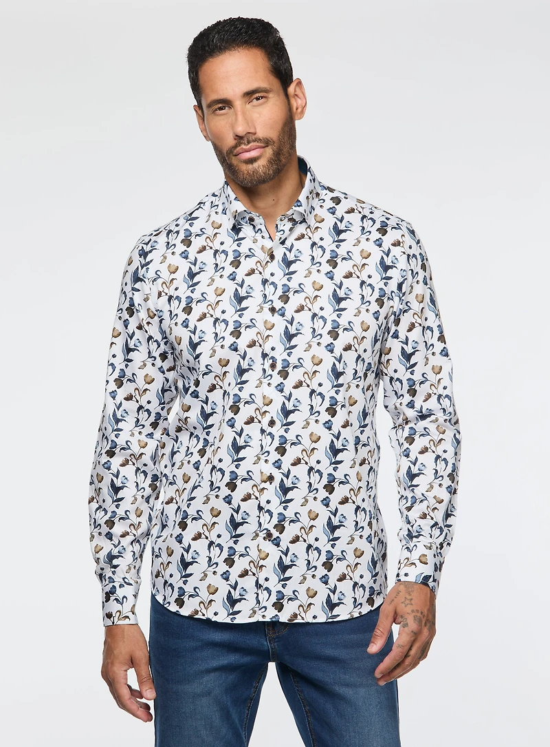 Chemise blanche à motif de tulipes
