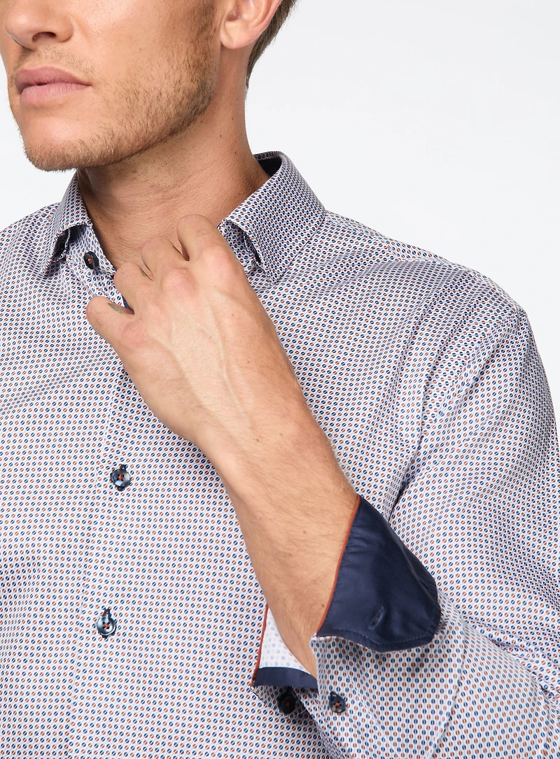 Chemise satinée à motif de yo-yo