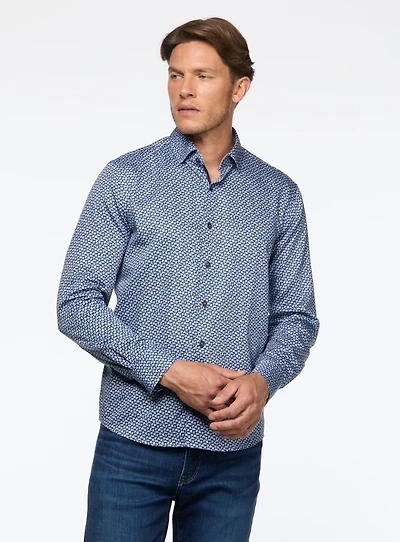 Chemise satinée à motif de puzzle