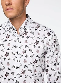 Chemise satinée à motif de fleurs noires
