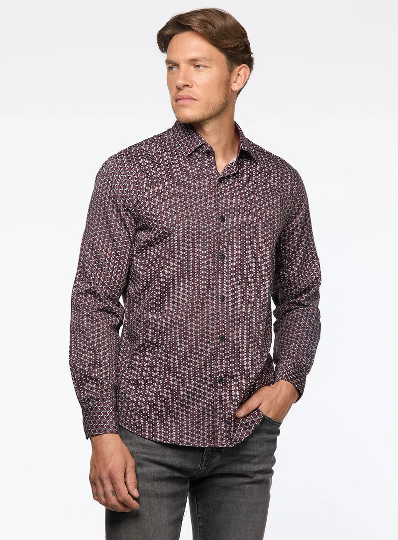Circle Print Sateen Shirt