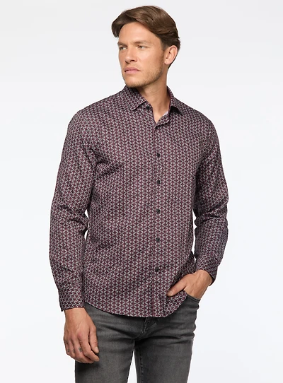 Chemise satinée à motif de cercles