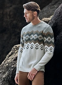 Chandail blanc avec motif fairisle