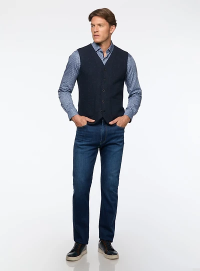 Navy Button-Down Vest