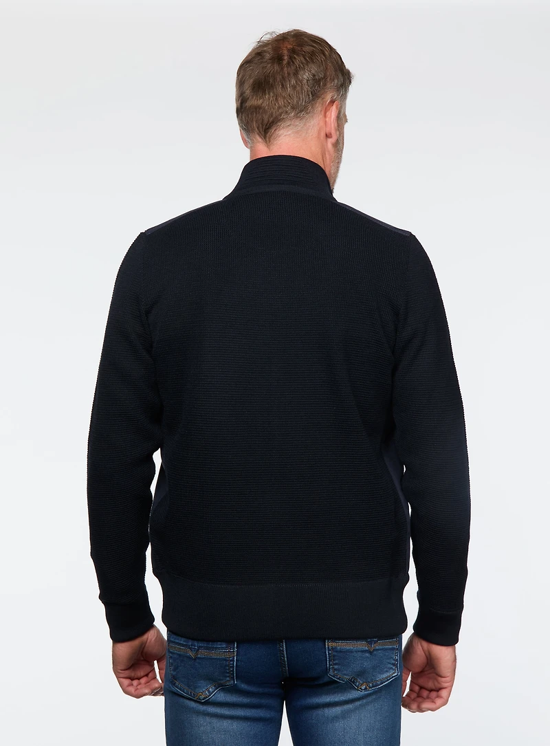 Navy Faux Suede Cardigan
