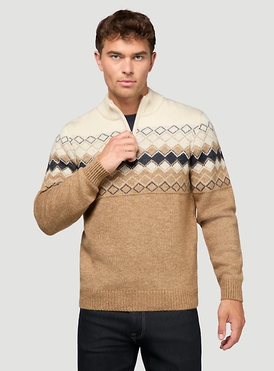 Chandail beige à motif de losanges