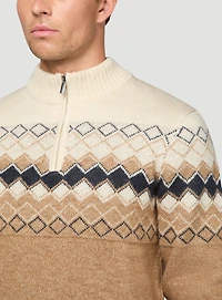 Chandail beige à motif de losanges
