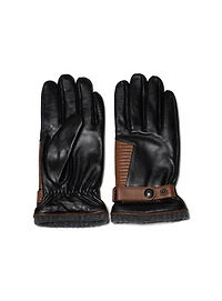 Cognac and Black Ribbed Gloves