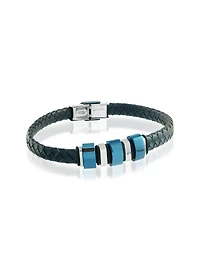 Bracelet en cuir et détails bleus 'Shani'