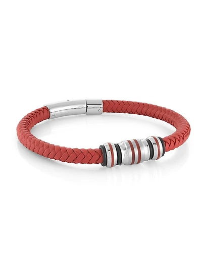 Bracelet en cuir rouge 'G T'