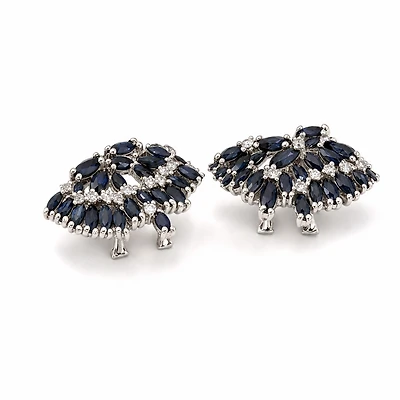 Gold Sapphire Multi Marquise Cut Earring