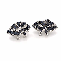 Gold Sapphire Multi Marquise Cut Earring