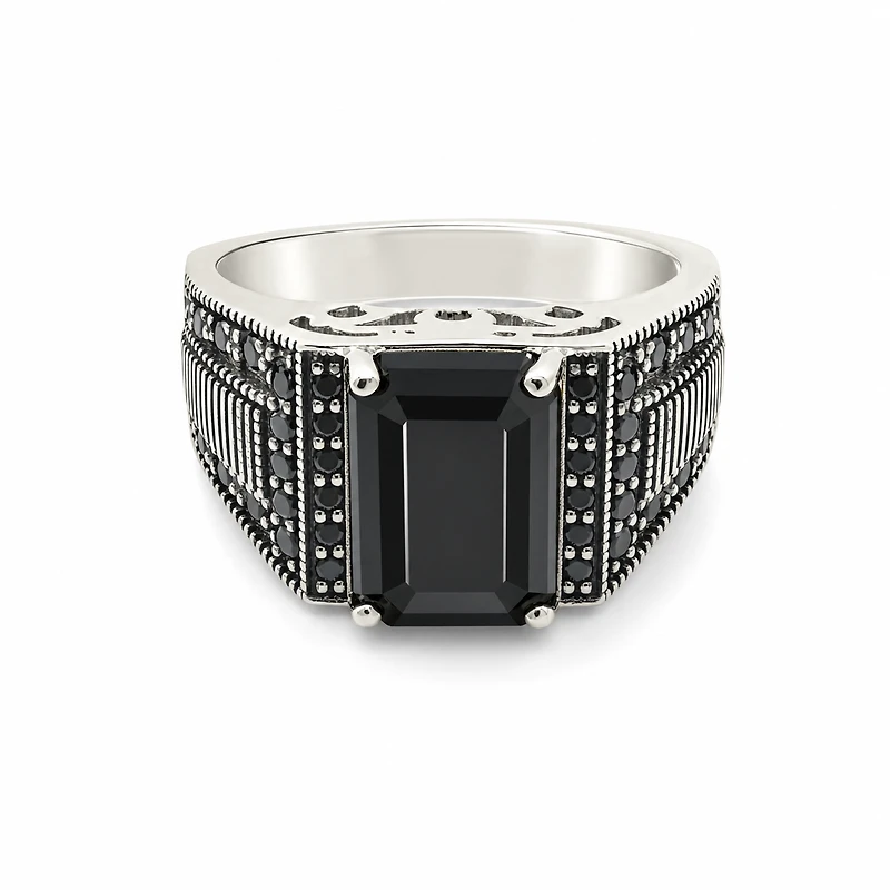 Gold Onyx Rectangle Cut Kids Ring 3