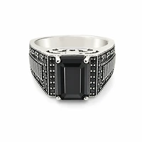 Gold Onyx Rectangle Cut Kids Ring 3