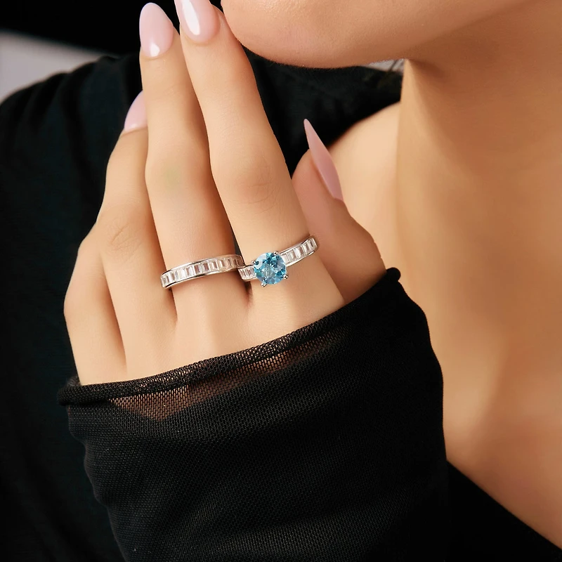 Solitaire Ring with Stackable Band