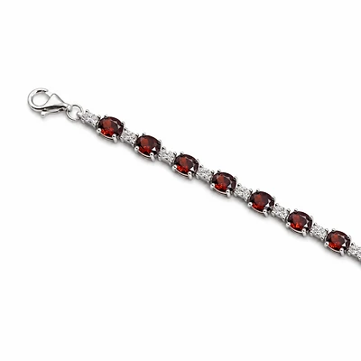 Created Garnet White Zircon Oval Cut Bracelet