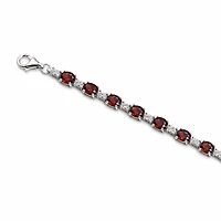 Created Garnet White Zircon Oval Cut Bracelet