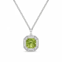 Gold Peridot White Zircon Oval Cut Pendant