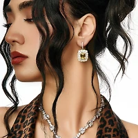 Yellow Topaz Emerald Cut Earrings