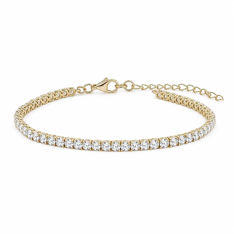 Gold Moissanite 4mm Tennis Bracelet