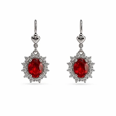 Gold Ruby White Zircon Pear Cut Earring