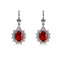 Gold Ruby White Zircon Pear Cut Earring