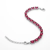 Created Ruby White Zircon Emerald Cut Bracelet