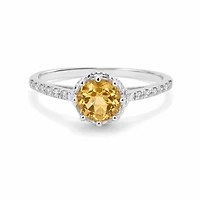 Created Citrine White Zircon Princess Cut Ring 9