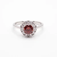 Created Garnet White Zircon Round Cut Ring 8