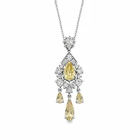 Created Citrine White Zircon Pear Cut Necklace