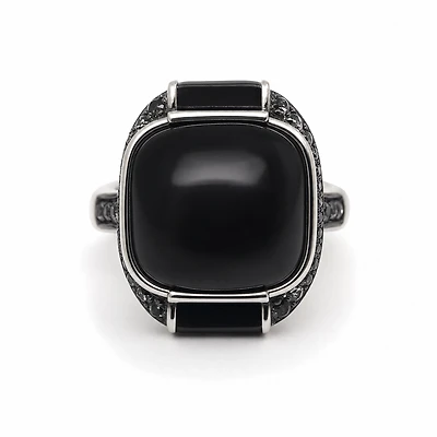 Gold Agate White Garnet Rectangle Cut Ring 10