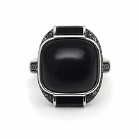 Gold Agate White Garnet Rectangle Cut Ring 10