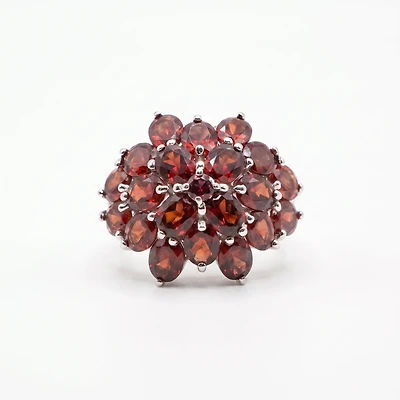Created Garnet White Zircon Emerald Cut Ring 9/5