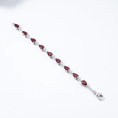 Gold Garnet White Zircon Multi Round Cut Bracelet